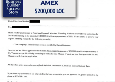 Business Credit AMEX 200k BB