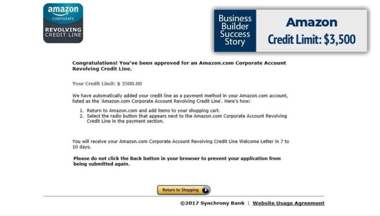 Business Credit Amazon 3500 bb